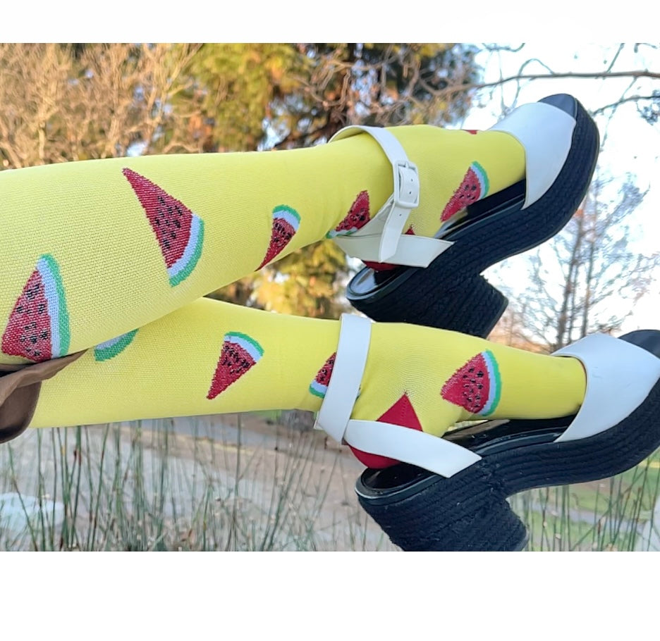 Watermelon, bee &amp; dots Socks &lt;br&gt; Compression Socks Unisex Medical Thigh High 3 PAIRS